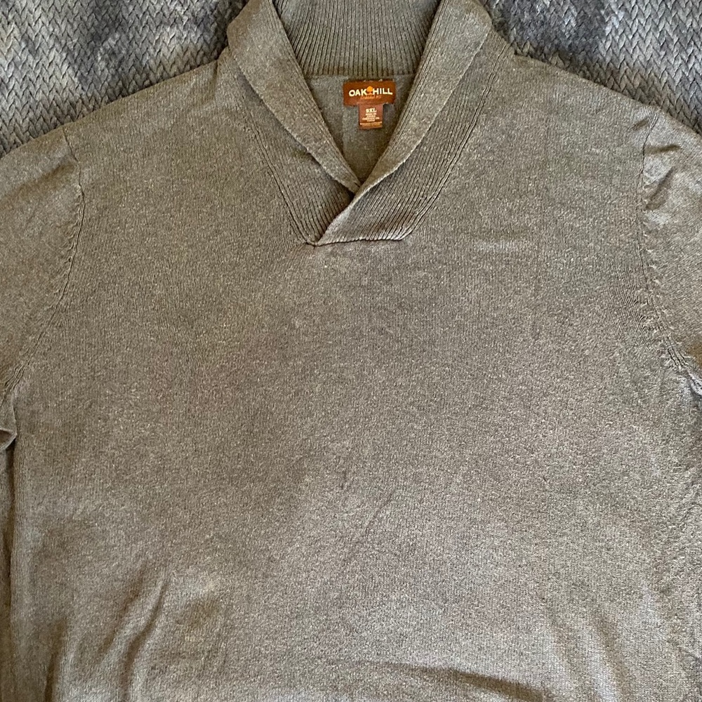 Gray Oak Hill shawl collar sweater size 5XL